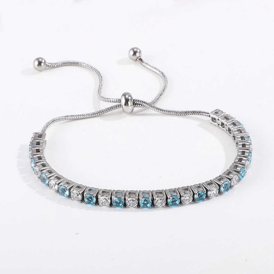 Shiny Geometric Titanium Steel Zircon Bracelets In Bulk