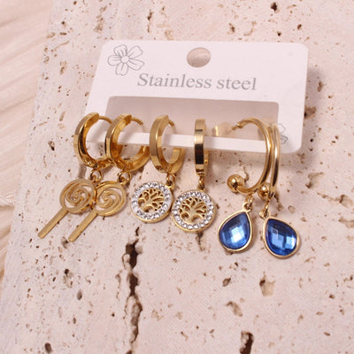 1 Set Vacation Simple Style Leaf Heart Shape Flower Plating Titanium Steel Drop Earrings