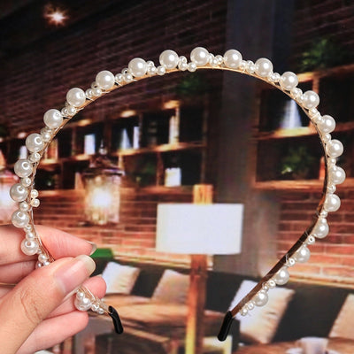women's fashion waves alloy inlay artificial pearls headwear