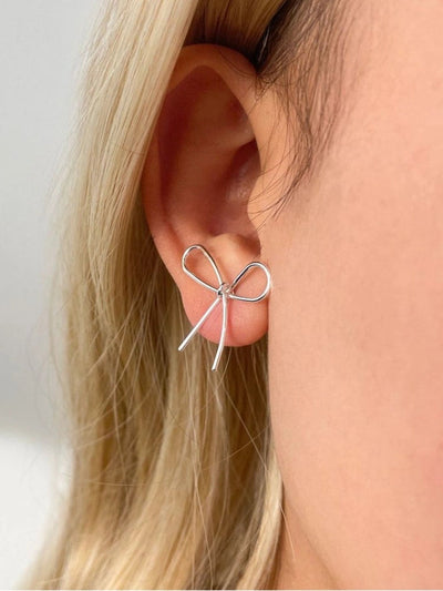 Women's bowknot earrings  lightweight  simple butterfly fashion elegant simple line ear studs earrings