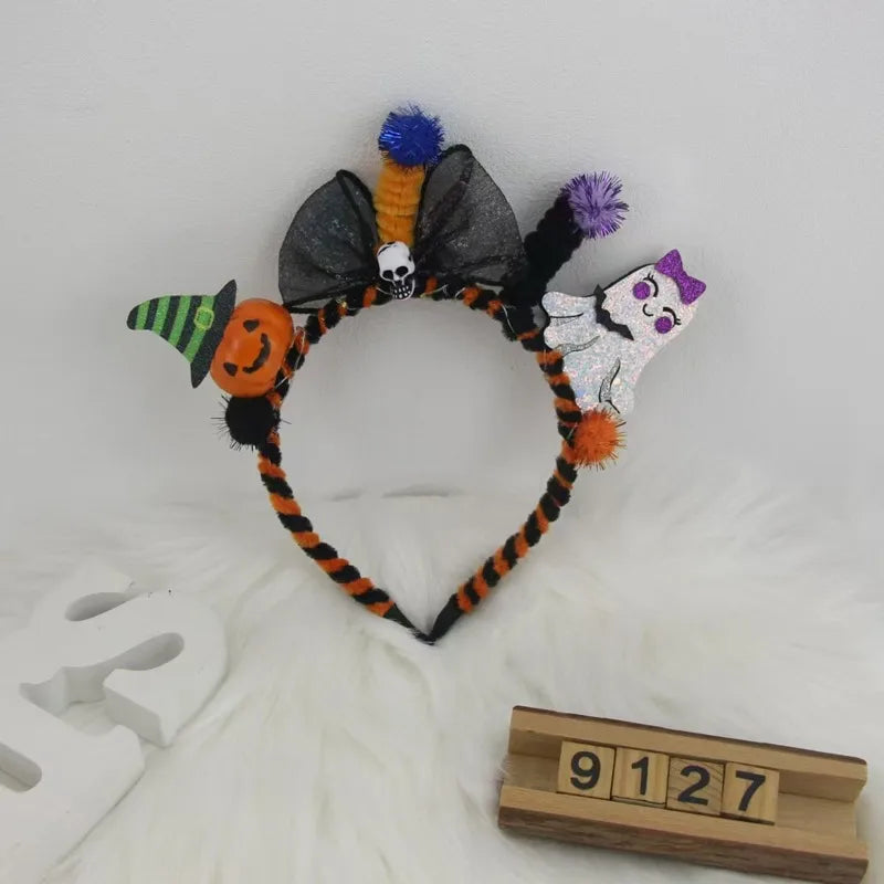 Halloween IG Style Women's Pumpkin Tree Bat Plastic Hair Band