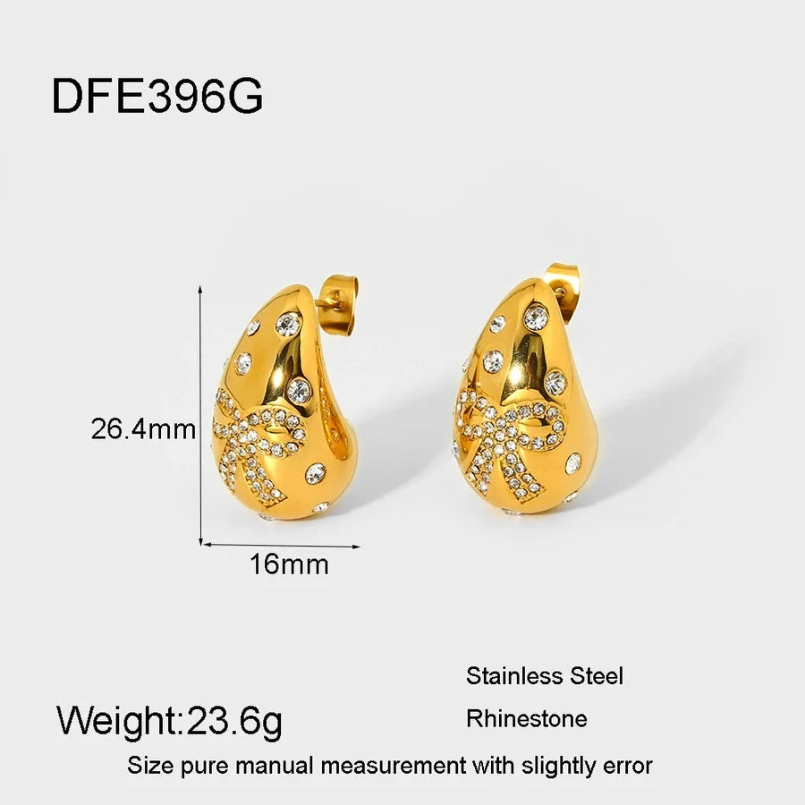 1 Pair Simple Style Commute Bow Knot Plating 304 Stainless Steel Ear Studs