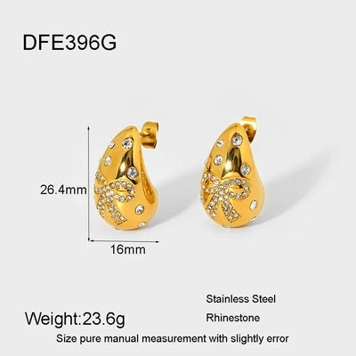 1 Pair Simple Style Commute Bow Knot Plating 304 Stainless Steel Ear Studs