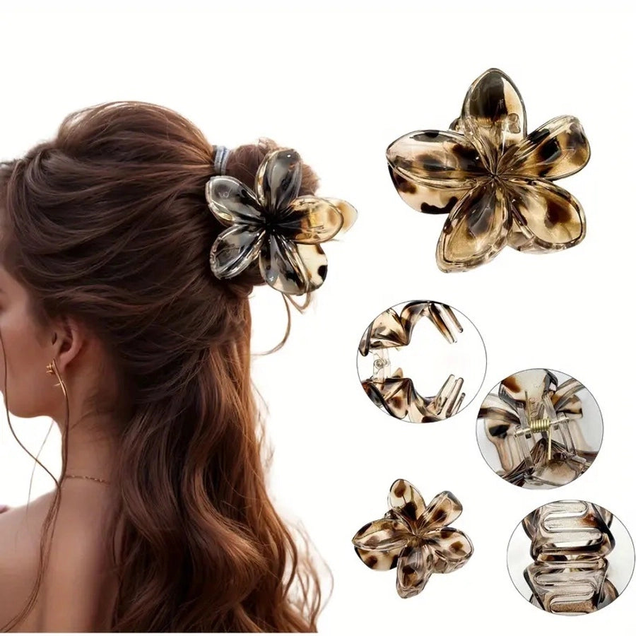 Women's Sweet Flower Plastic Resin Hair Claws