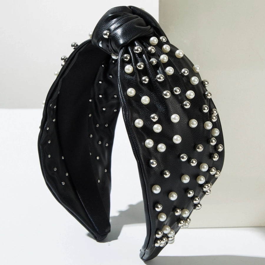 Women's Hip-Hop Punk Solid Color Pu Leather Alloy  Hair Band