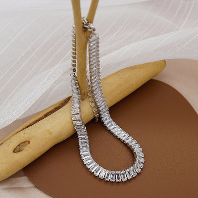 Copper Inlay Geometric Zircon Necklace