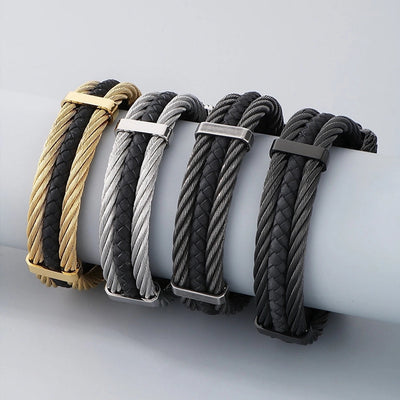 Business Lion's head Wolf Head Skull 304 Stainless Steel 18K Gold Plated Men's Bangle