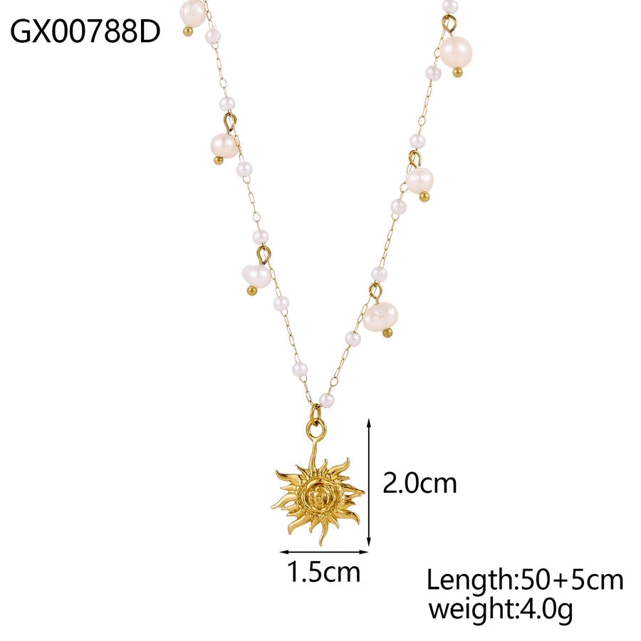 Jewelry Elegant Sun Bow Knot 304 Stainless Steel Necklace