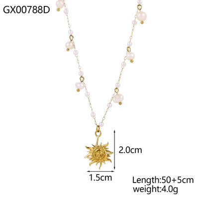 Jewelry Elegant Sun Bow Knot 304 Stainless Steel Necklace