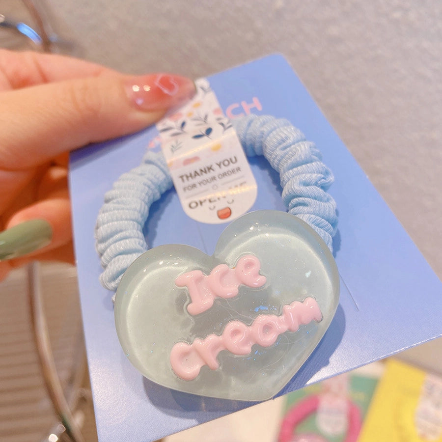 HD416A02 jelly cartoon cute donut fabric pleated small intestine hair ring milk cute girl high ponytail hair accessories