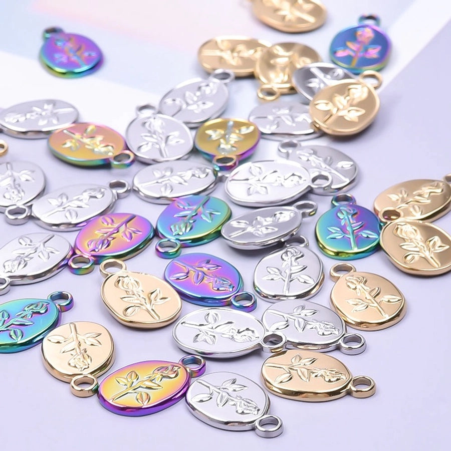 Jewelry Basic Modern Style Classic Style Flower 304 Stainless Steel 18K Gold Plated Plating Pendant Necklace