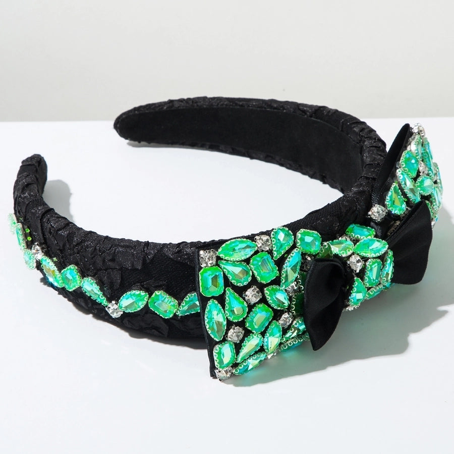 Women's Elegant Luxurious Queen Bow Knot Alloy Cloth Inlay Glass Hair Band