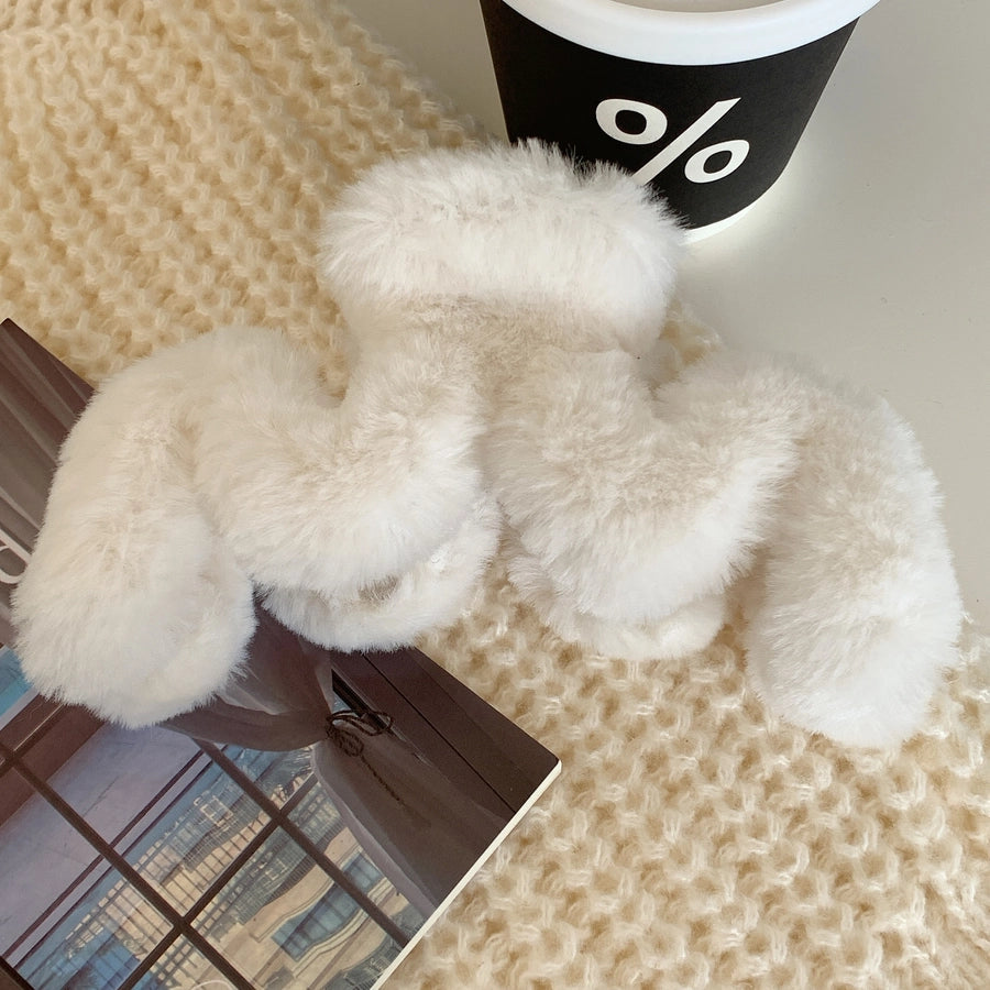 simple style solid color plastic plush hair claws