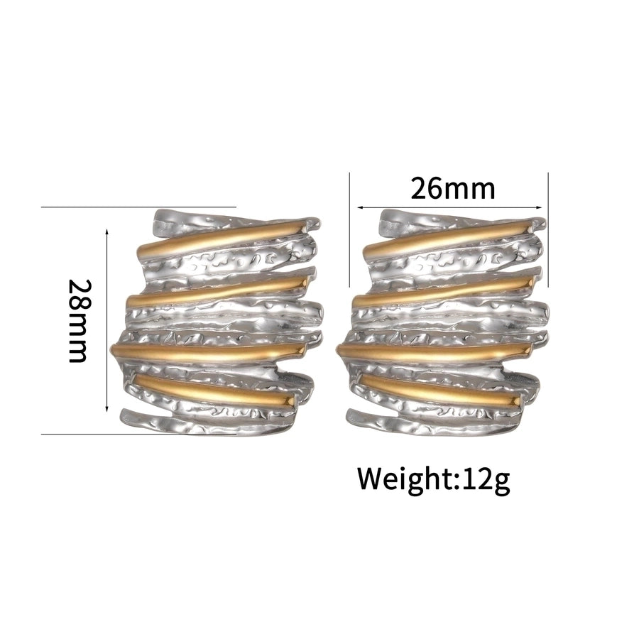 1 Pair Artistic Geometric Waves Plating 304 Stainless Steel Ear Studs