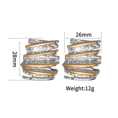 1 Pair Artistic Geometric Waves Plating 304 Stainless Steel Ear Studs