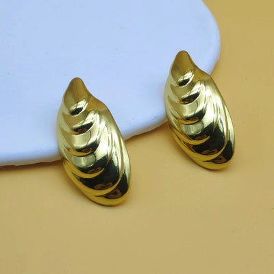 1 Pair Vintage Style Classic Style Conch Spiral Stripe Stamping 304 Stainless Steel 18K Gold Plated Ear Studs