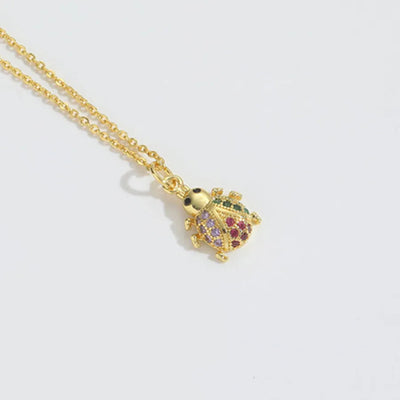 Copper cable chain 14K Gold Plated Cat Snake Spider Zircon Pendant Necklace