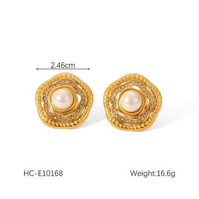 1 Pair IG Style Classic Style Thread 304 Stainless Steel Titanium Steel 18K Gold Plated Ear Studs