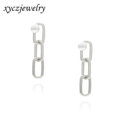 1 Pair Vintage Style Classic Style Geometric Plating Copper Pearl Drop Earrings