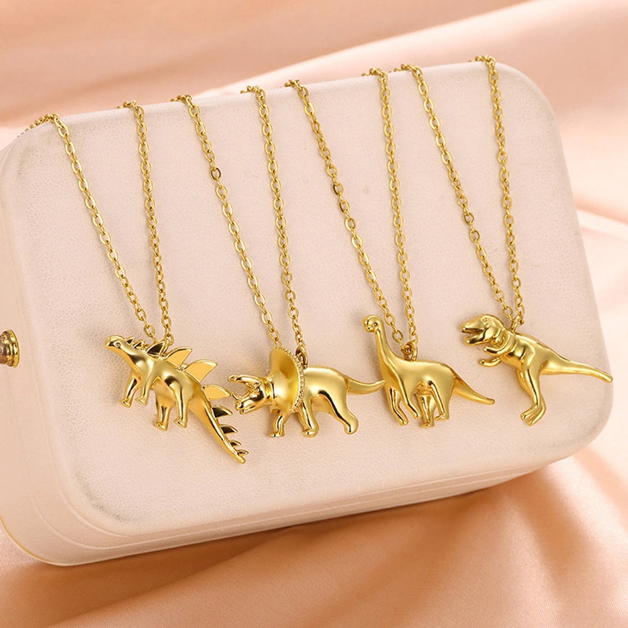 Jewelry Cute Hip-Hop Dinosaur Titanium Steel Plating Pendant Necklace