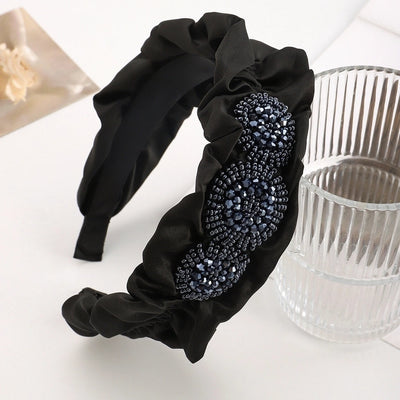 Women's Elegant Glam Circle Water Droplets Flower Plastic Glass satin Hair Band