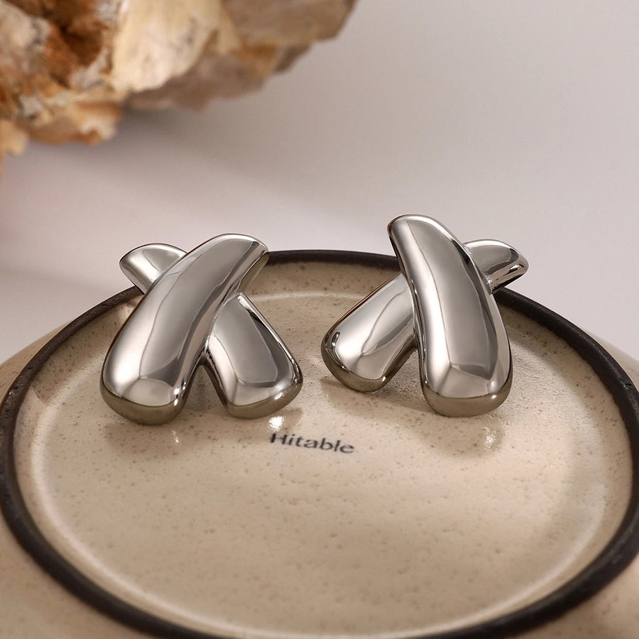 1 Pair Simple Style Classic Style X-Shaped 316 Stainless Steel  Ear Studs