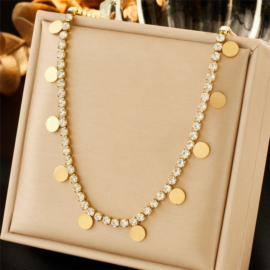 Jewelry Lady Heart Shape Eye Titanium Steel Zircon Plating Necklace