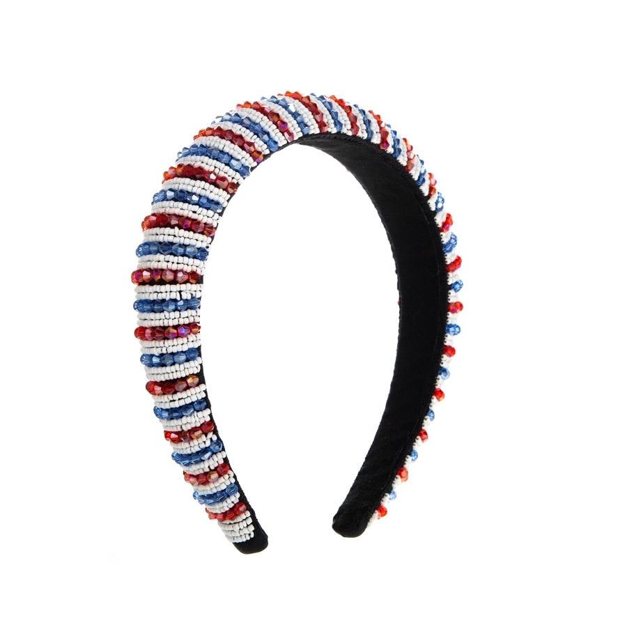 retro color block cloth inlay crystal hair band