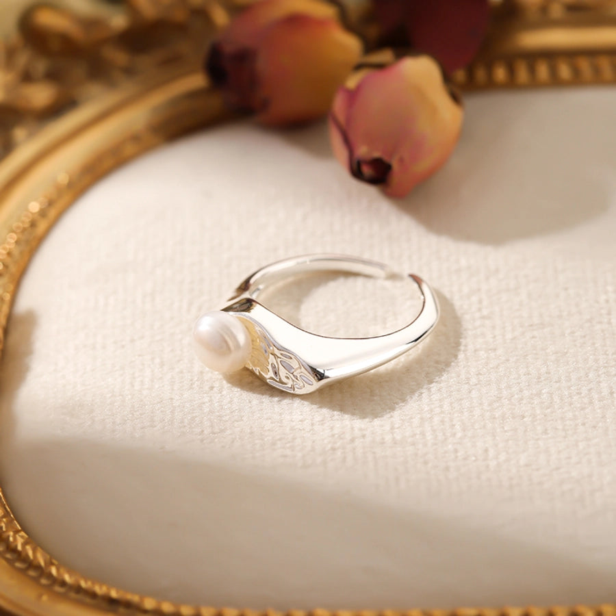 Jewelry Elegant Pearl Freshwater Pearl Copper Freshwater Pearl 18K Gold Plated Palladium White K Open Rings