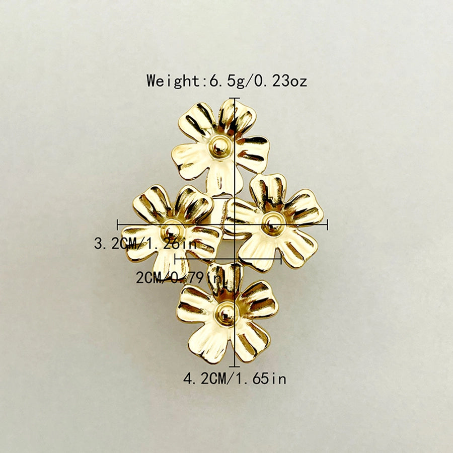 Jewelry Elegant Flower Bow Knot 304 Stainless Steel 14K Gold Plated Open Rings