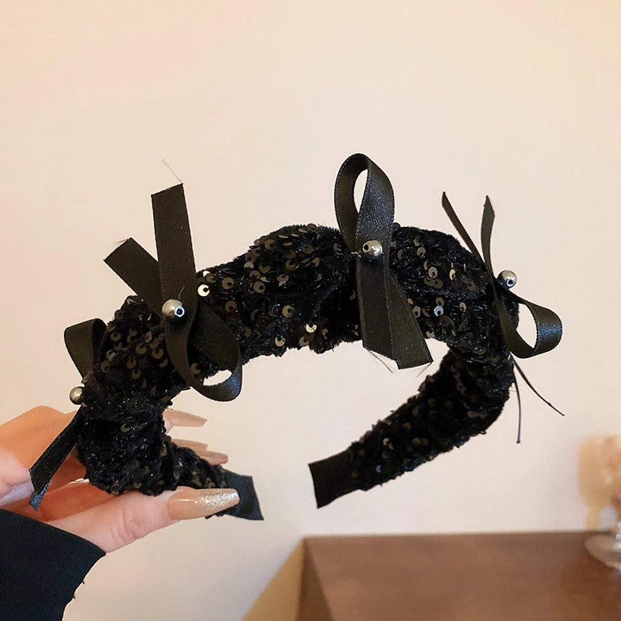 Women's Simple Style Solid Color Imitation Pearl Cloth Hair Band