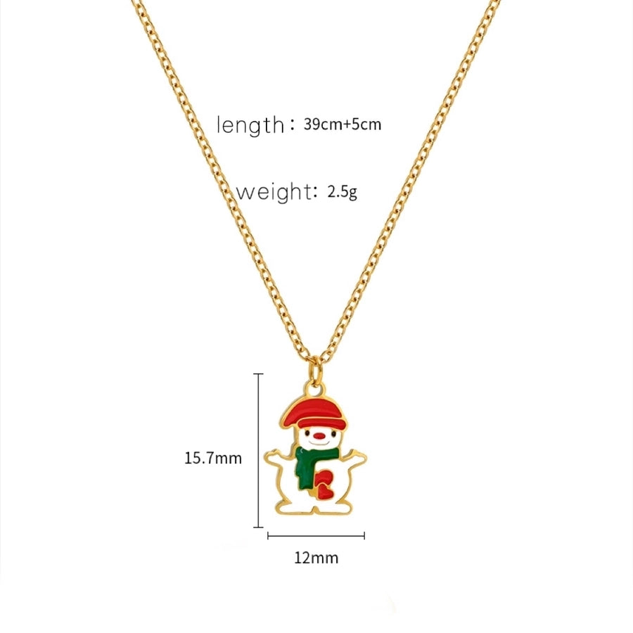 Jewelry Cute Christmas Hat Christmas Tree Christmas Socks Titanium Steel 18K Gold Plated Plating Pendant Necklace