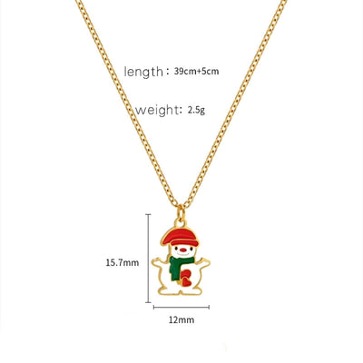 Jewelry Cute Christmas Hat Christmas Tree Christmas Socks Titanium Steel 18K Gold Plated Plating Pendant Necklace