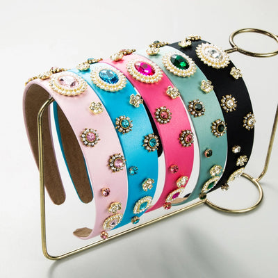 european and american new baroque fashion simple headband women's pearl diamond flower beautiful headband women's fashion hair accessories batch