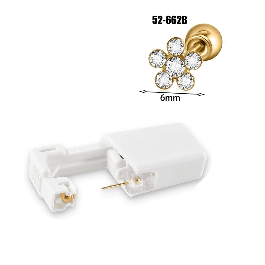 1 Piece Hawaiian Tropical Round Flower Butterfly Inlay 316 Stainless Steel  Zircon 24K Gold Plated Cartilage earrings