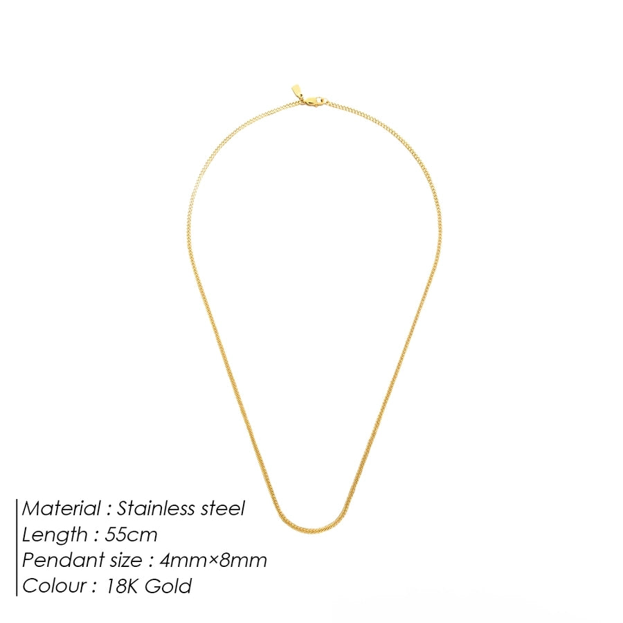Jewelry Hip-Hop Simple Style Solid Color 304 Stainless Steel 18K Gold Plated White Gold Plated Necklace