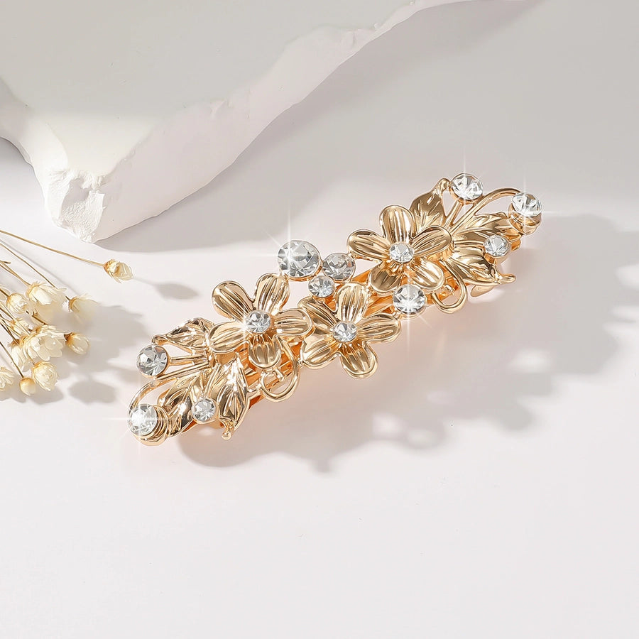 Women's Elegant Flower Alloy Inlay Zircon Hair Clip