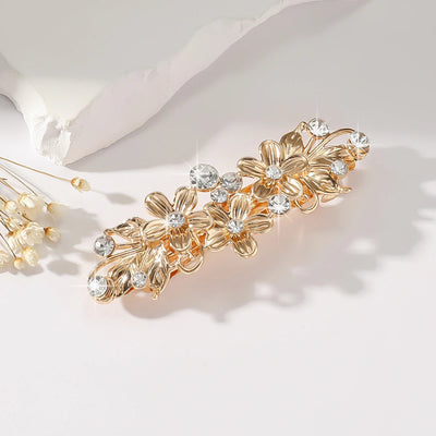 Women's Elegant Flower Alloy Inlay Zircon Hair Clip