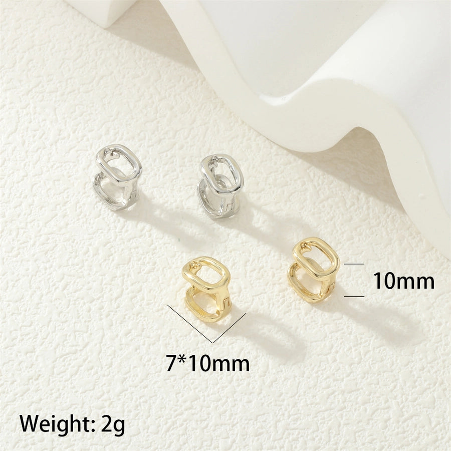 1 Pair Streetwear Commute Geometric Inlay Copper Zircon 18K Gold Plated Ear Studs