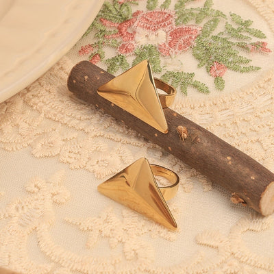 Jewelry Simple Style Triangle Square Oval 304 Stainless Steel 14K Gold Plated Open Rings