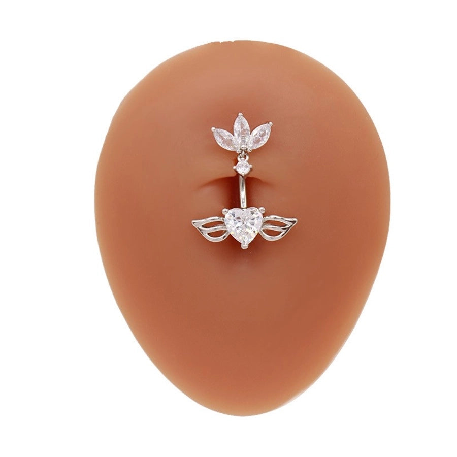 1 Piece Belly Rings Hip-Hop Sexy Heart Shape 316 Stainless Steel  Copper Plating Zircon White Gold Plated Gold Plated