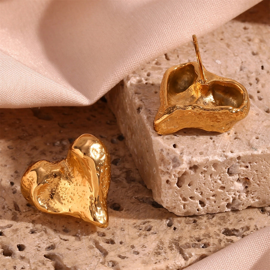 1 Pair Elegant Heart Shape 304 Stainless Steel Ear Studs