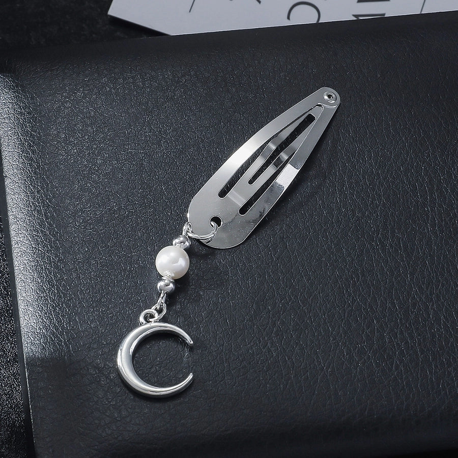 Women's IG Style Shiny Moon Bow Knot Rhinestone Pearl Inlay Rhinestones Hair Clip