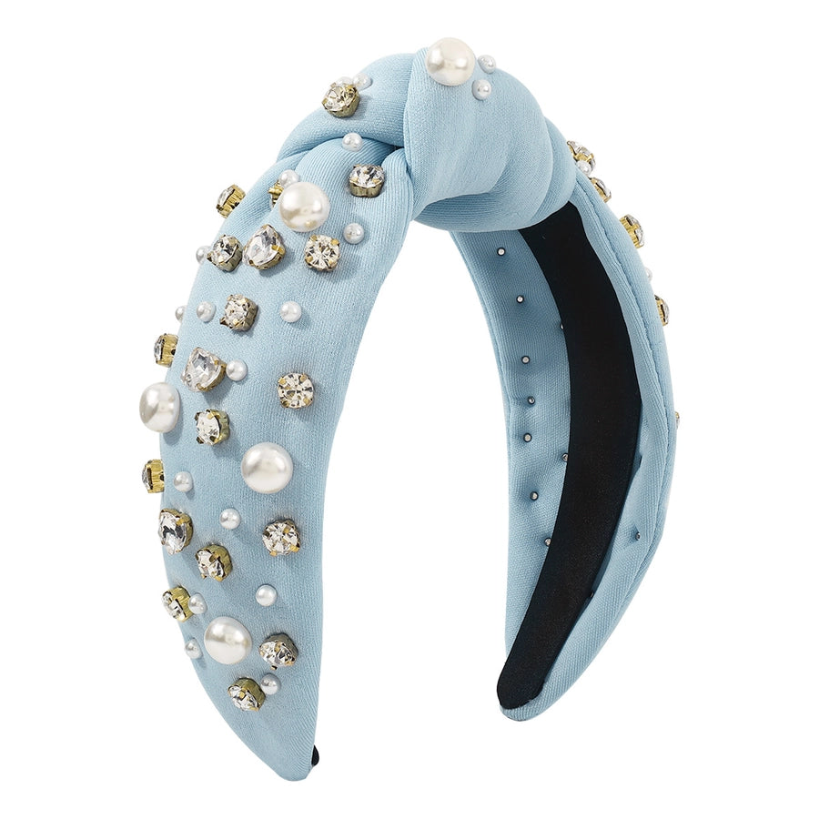 fashion solid color imitation pearl cloth rhinestone hair band