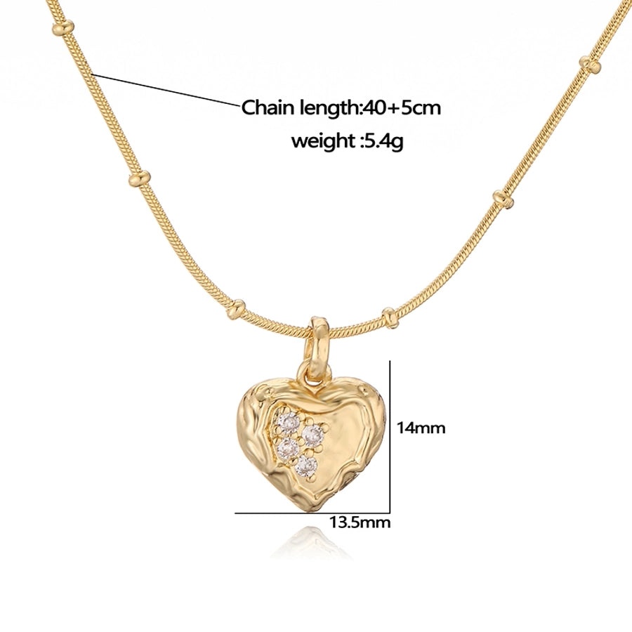 Jewelry Elegant Sweet Simple Style Pentagram Heart Shape Bee Copper Zircon 18K Gold Plated Enamel Inlay Pendant Necklace