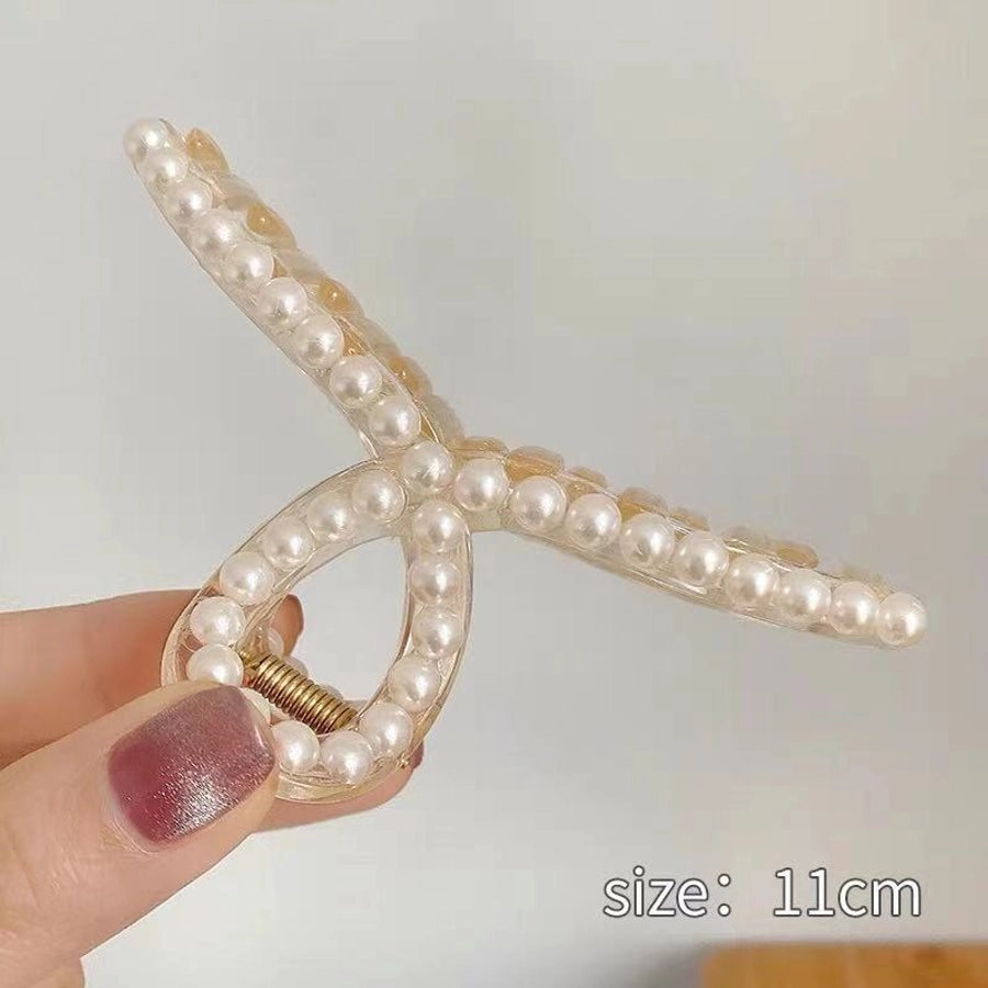 elegant geometric arylic imitation pearl hair claws 1 piece