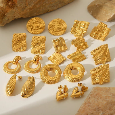 1 Pair IG Style Geometric Solid Color Plating 304 Stainless Steel 18K Gold Plated Drop Earrings Ear Studs