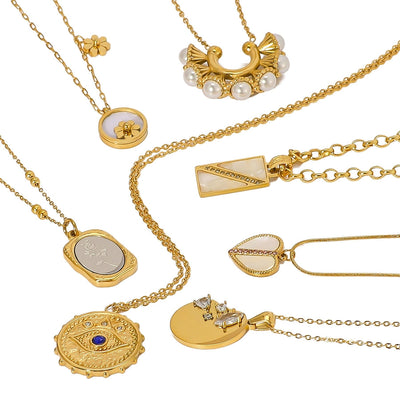 Jewelry IG Style Retro Devil's Eye Heart Shape Titanium Steel Plating Pendant Necklace