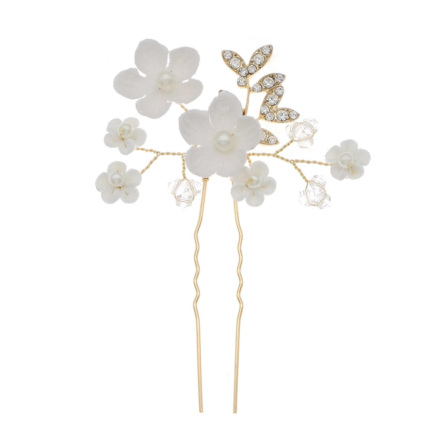 Women's Sweet Flower Imitation Pearl soft clay Plating Inlay Artificial Pearls Hairpin