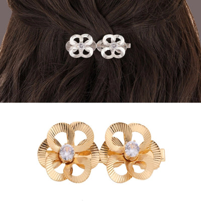 Women's Elegant Lady Baroque Style Flower Metal Plating Inlay Rhinestones Hair Clip